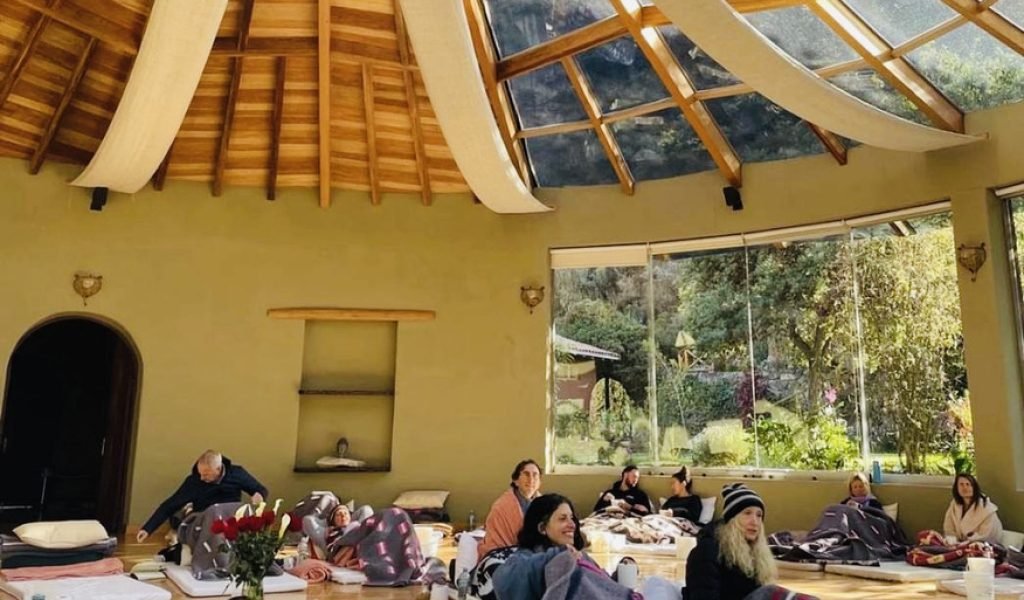 The sacred ceremonial maloca at Ayahuasca Miami, designed for safe and traditional Shipibo healing.